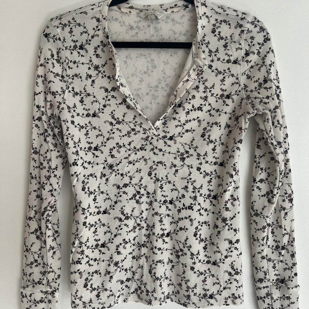 Lucky Brand B&W Floral Flannel Shirt